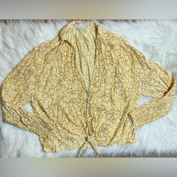 Faithfull The Brand Aira Knot Petra Snake Animal Print Button front Blouse - Picture 2 of 4